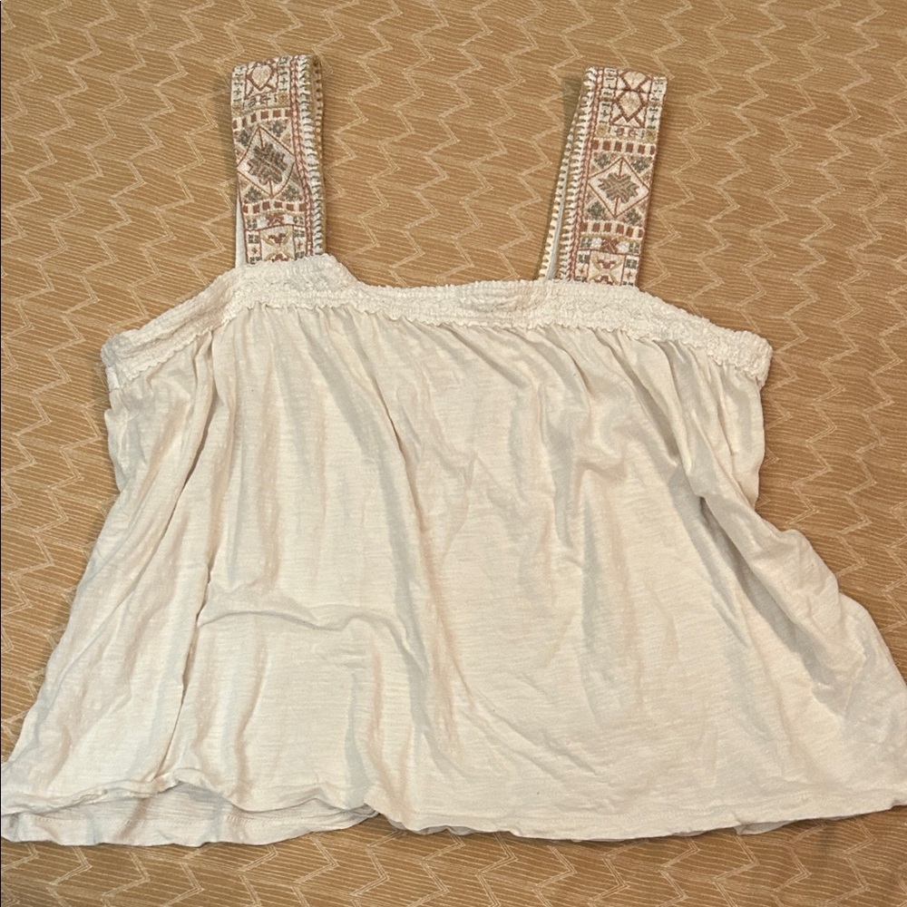 Lucky Brand Cream Camisole with Patterned Straps